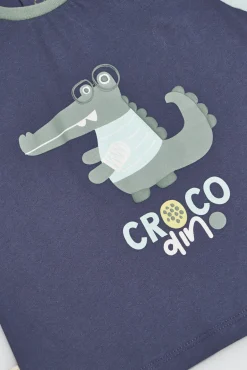 Conjunto bebé 3 piezas camiseta, short y bandana Crocodino