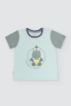 Conjunto bebé camiseta manga corta algodón y culetín con tirantes Crocodino