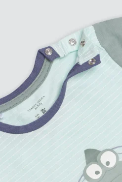 Conjunto bebé camiseta manga corta algodón y culetín con tirantes Crocodino