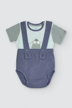 Conjunto bebé camiseta manga corta algodón y culetín con tirantes Crocodino