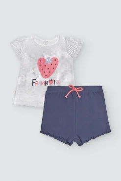 Conjunto bebé camiseta manga corta y short Framboise