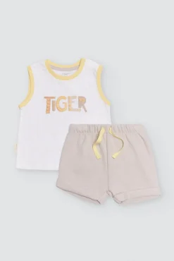 Conjunto bebé camiseta sin mangas Tiger y short