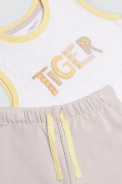Conjunto bebé camiseta sin mangas Tiger y short