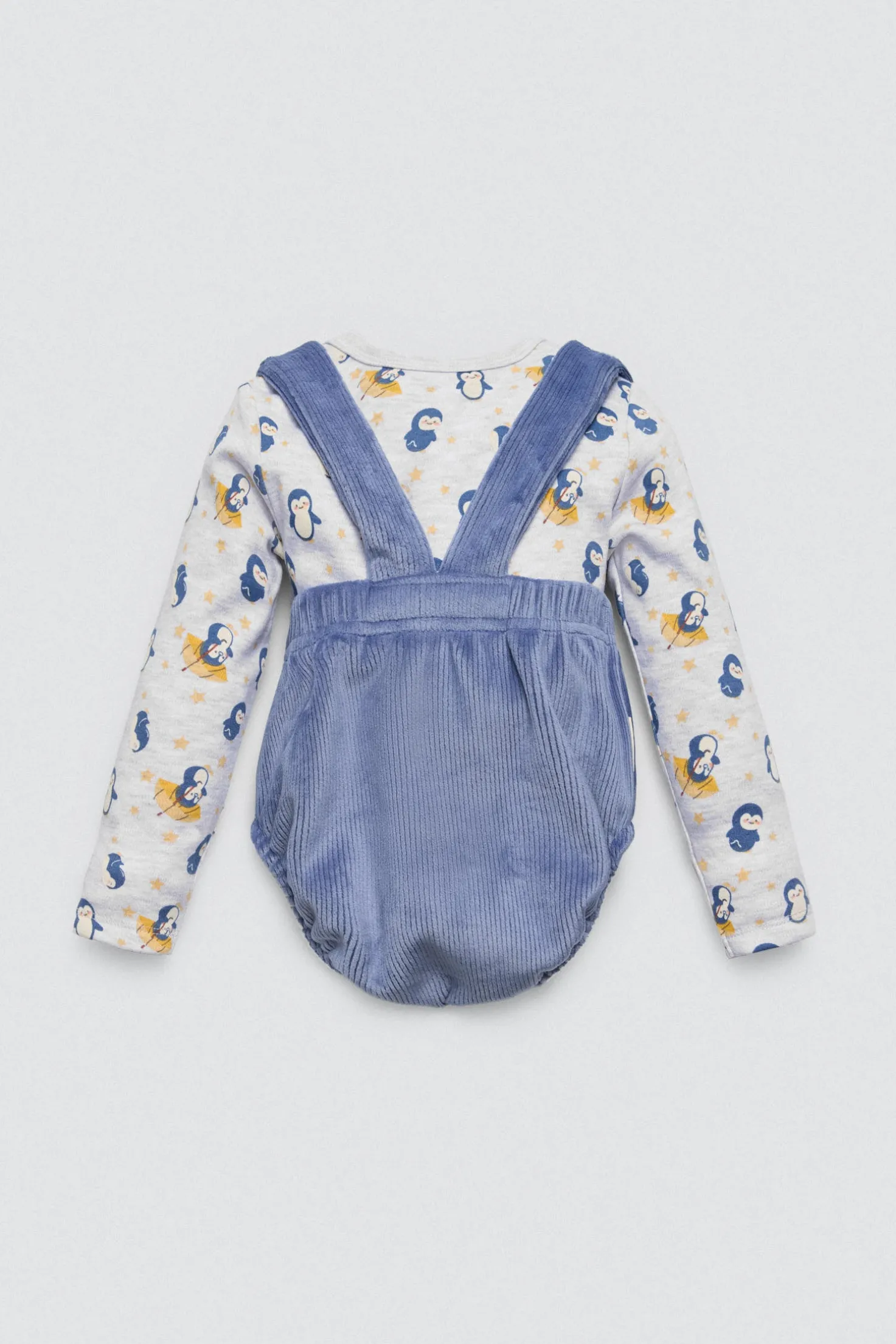 Conjunto bebé peto corto y camiseta manga larga Penguin Toy