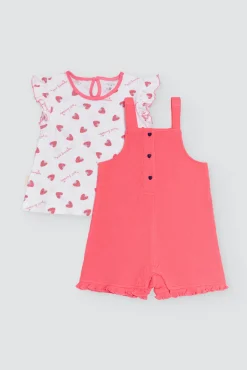 Conjunto bebé peto y camiseta manga corta Framboise