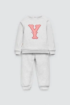 Conjunto bebé sudadera y jogger gris estampado