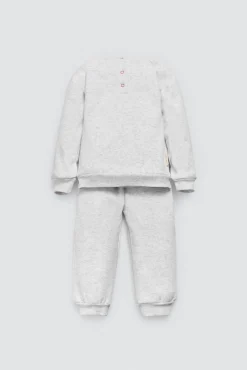 Conjunto bebé sudadera y jogger gris estampado