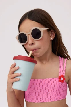 Conjunto de bikini niña lunares rosa