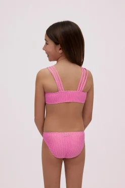 Conjunto de bikini niña lunares rosa