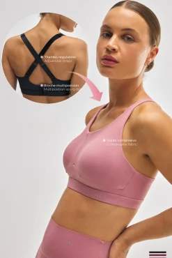 Conjunto deportivo rosa de sujeción alta y legging efecto push up Colección compressive