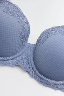 Conjunto lencero sujetador con aro con relleno y brasileña azul