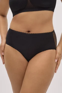 Conjunto lencero sujetador reductor y braga alta negro