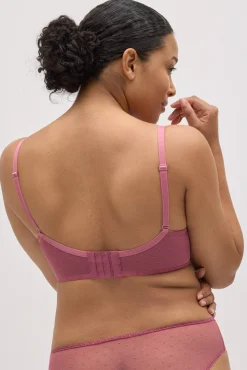 Conjunto lencero sujetador de capacidad con aro con relleno y braga midi rosa