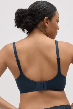 Conjunto lencero sujetador reductor y braga midi canalé marino