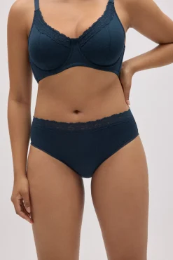 Conjunto lencero sujetador reductor y braga midi canalé marino