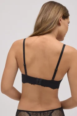 Conjunto lencero sujetador sin aro con relleno y braga midi negro