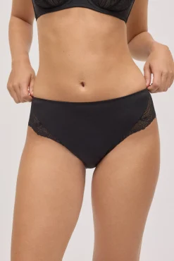 Conjunto lencero sujetador sin aro con relleno y braga midi negro