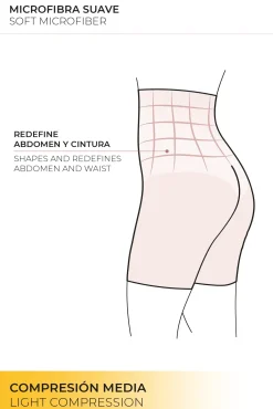 Faja alta abdominal reductora tejido de tul compresión media nude