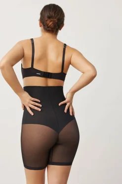 Faja alta abdominal reductora tejido de tul compresión media negro