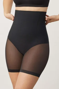 Faja alta abdominal reductora tejido de tul compresión media negro