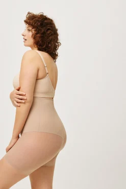 Faja alta abdominal reductora tejido de tul compresión media visón