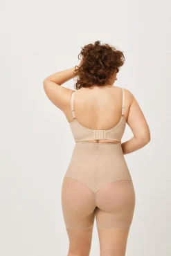 Faja alta abdominal reductora tejido de tul compresión media visón