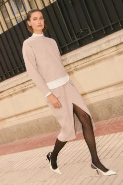 Falda midi cálida estilo cargo marrón