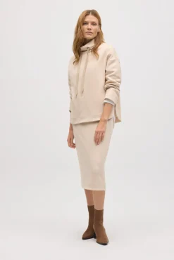 Falda midi fluida marfil