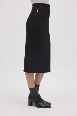 Falda midi fluida negro