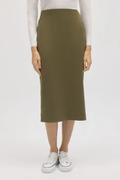 Falda midi fluida verde