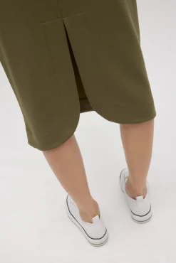 Falda midi fluida verde