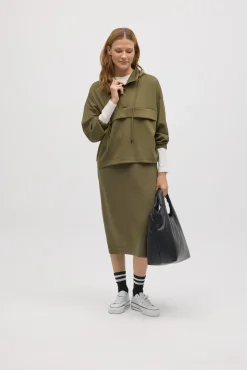 Falda midi fluida verde