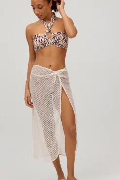 Falda pareo calada marfil