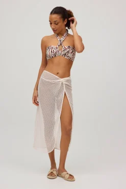 Falda pareo calada marfil
