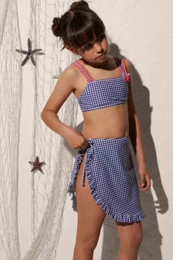 Falda pareo playa niña estampado a rayas con volantes