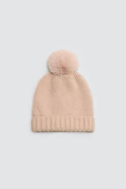 Gorro con pompón beige