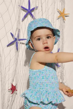 Gorro de playa bebé estampado floral ajustable