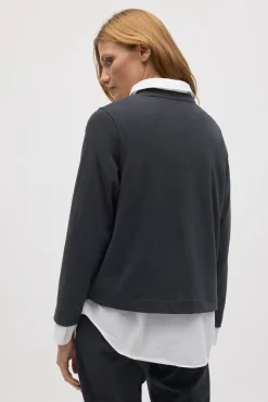 Jersey cálido cuello redondo con textura marengo