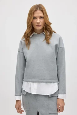 Jersey cálido estructura cuello redondo gris