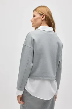 Jersey cálido estructura cuello redondo gris