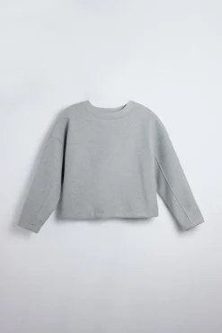 Jersey cálido estructura cuello redondo gris