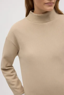 Jersey cuello perkins efecto pana beige