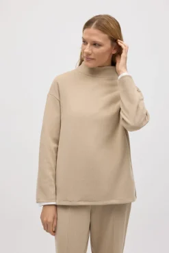 Jersey cuello perkins efecto pana beige