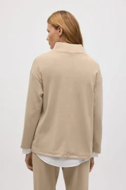 Jersey cuello perkins efecto pana beige