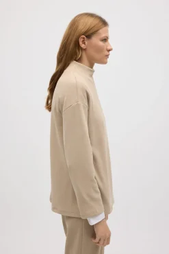 Jersey cuello perkins efecto pana beige