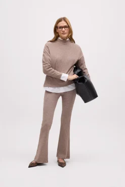 Jersey cuello perkins punto canalé marrón