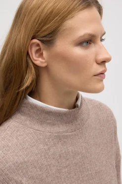 Jersey cuello perkins punto canalé marrón