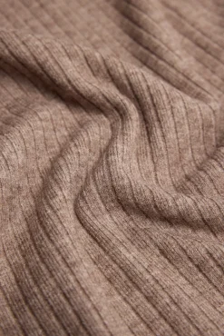 Jersey cuello perkins punto canalé marrón