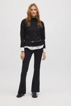 Jersey cuello perkins punto canalé negro