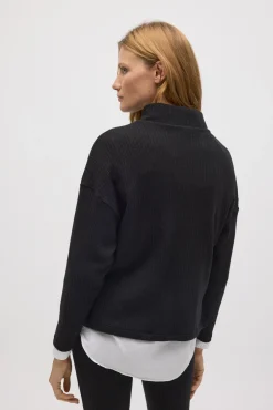 Jersey cuello perkins punto canalé negro